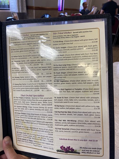 Partial menu pt1  at Thai Orchid in Stroudsburg