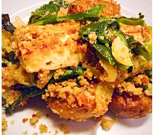 Tofu com Broa no forno / Baked Tofu with Bread at Vegan Details in Braga