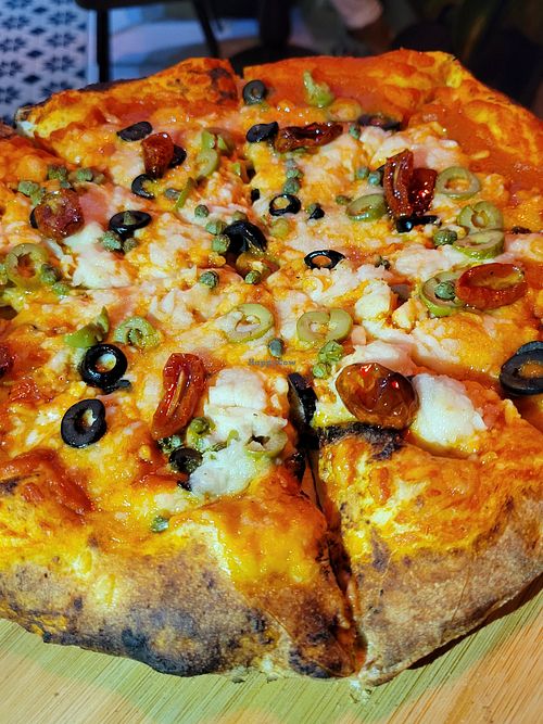 Mediterranean pizza at The Vegan Table in Bangkok