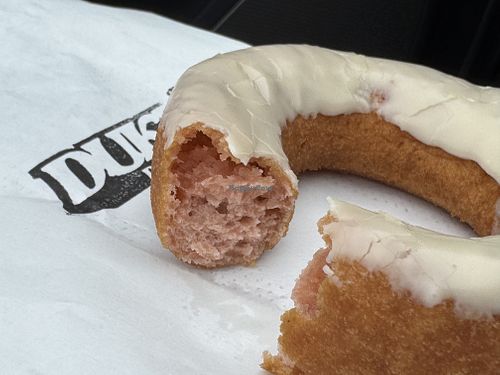 Strawberry French toast donut (spongey cakey)  at Duke's Donut Worx in Mashpee