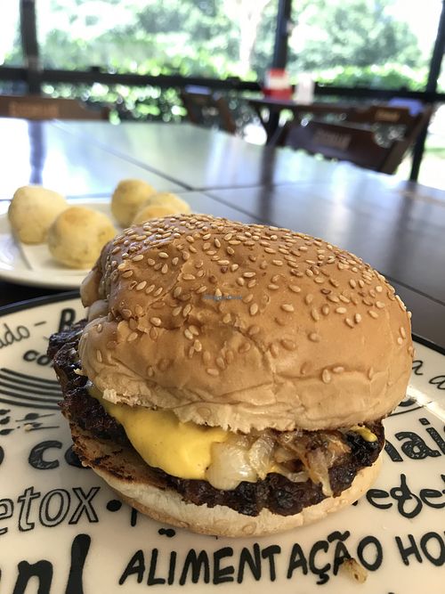 Hamburger and cheesebread  at Artigo e Prosa in Brasilia
