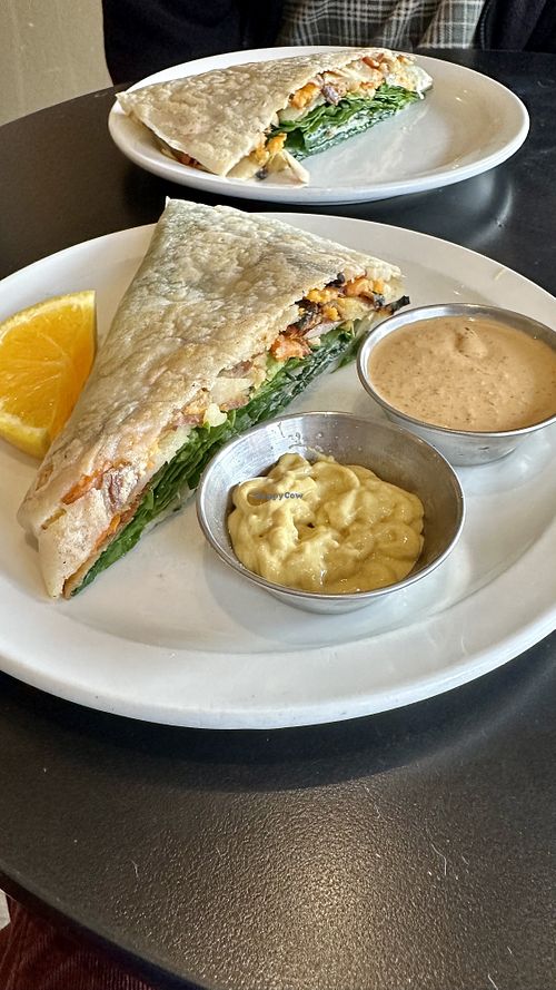 Roasted Root Veggie with Dijon and Chipotle sauces  at Amazing Crepes in Whitefish