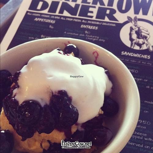 Coconut whipped cream blueberry desert, the deserts change daily. at Bartertown Diner in Grand Rapids