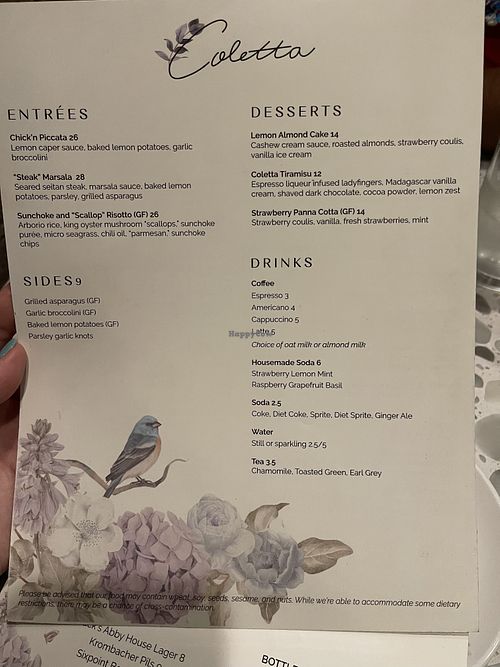 Menu  at Coletta in New York City