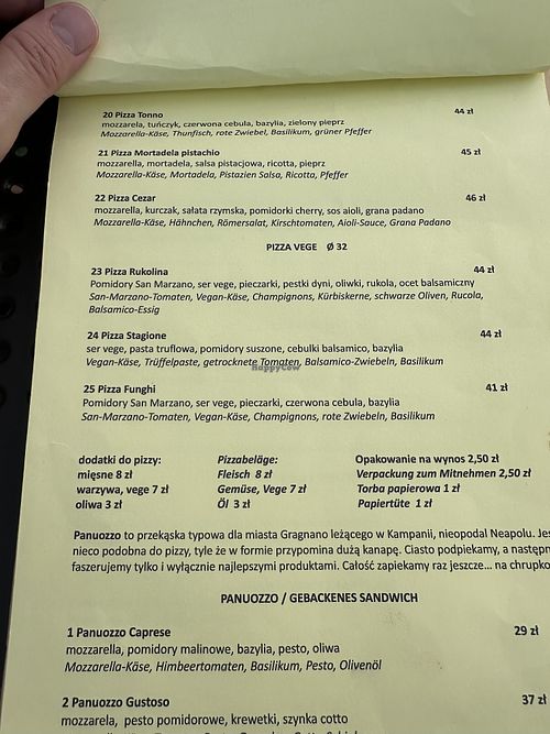 Menu  at Morze Pizzy in Kolobrzeg