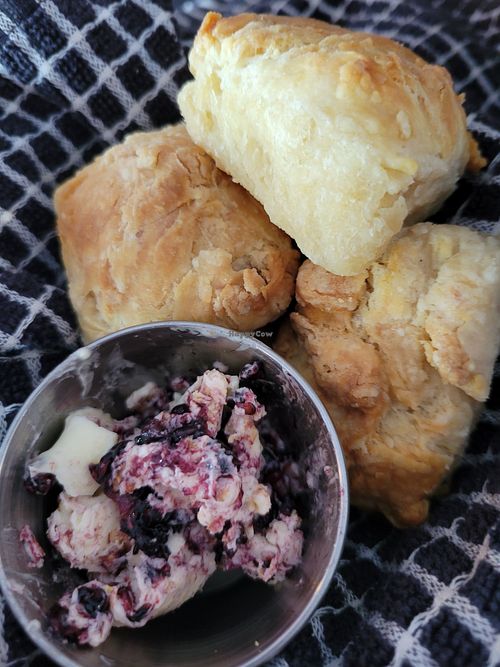 Biscuits with blackberry lemon butter at Veggi Chefs at Attitude Lounge in Beverly Hills