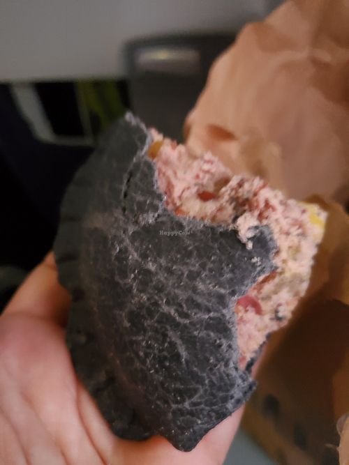 Arepa beany deliciousness up-close at Cósmico Vegan in Bogota