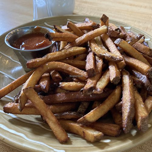 Perfect fries with homemade ketchup   at Grateful Organic Diner in Marshall