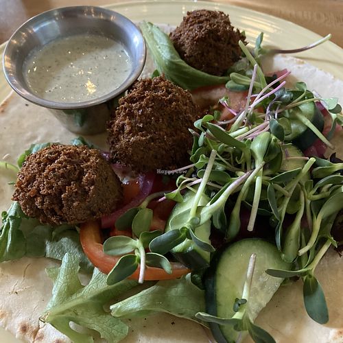 Hemp falafel wrap. The naan is vegan!  at Grateful Organic Diner in Marshall