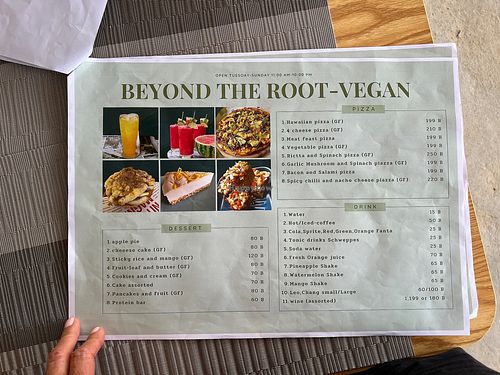Menú   at Beyond The Root in Khao Lak
