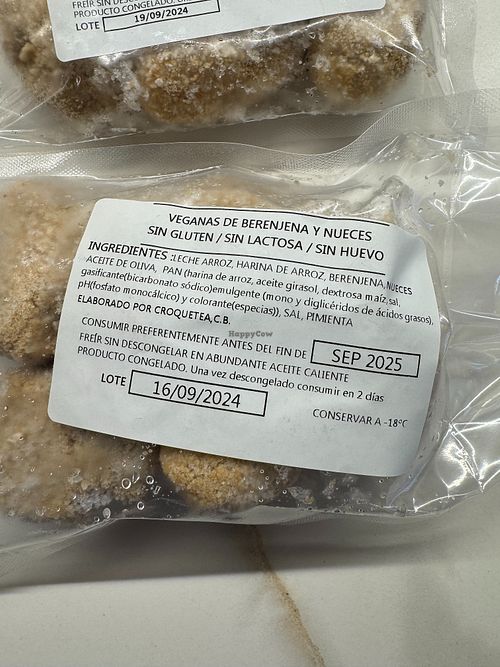 Bought frozen (eggplant and walnuts) at Croquetea in Valencia