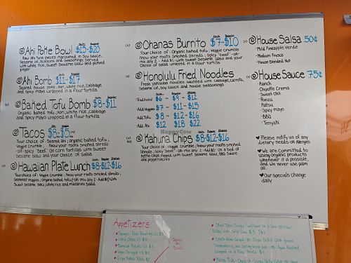 Main menu at Ohanas395 in June Lake