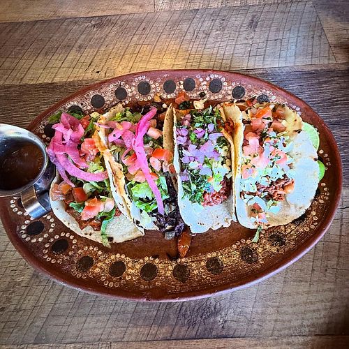 Tacos of different proteins   at Del Cielo Tamales in Tucson