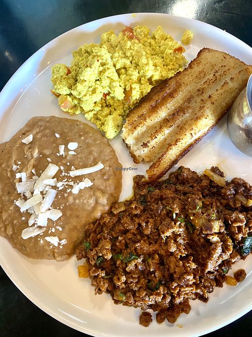 Fried Green Corn Breakfast Plate  at Del Cielo Tamales in Tucson