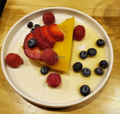 Flan at Changos Veganos in Mexico City