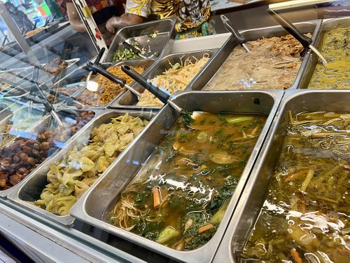 Ready made food selection   at Boonniyom Santi Asoke Market ตลาดบุญนิยมสันติอโศก in Bangkok