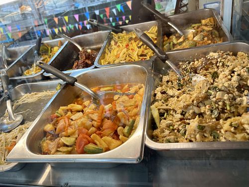 Ready made food selection   at Boonniyom Santi Asoke Market ตลาดบุญนิยมสันติอโศก in Bangkok