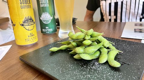 Edamame - even the salt is different and I love salt!  at Cofu in Vancouver