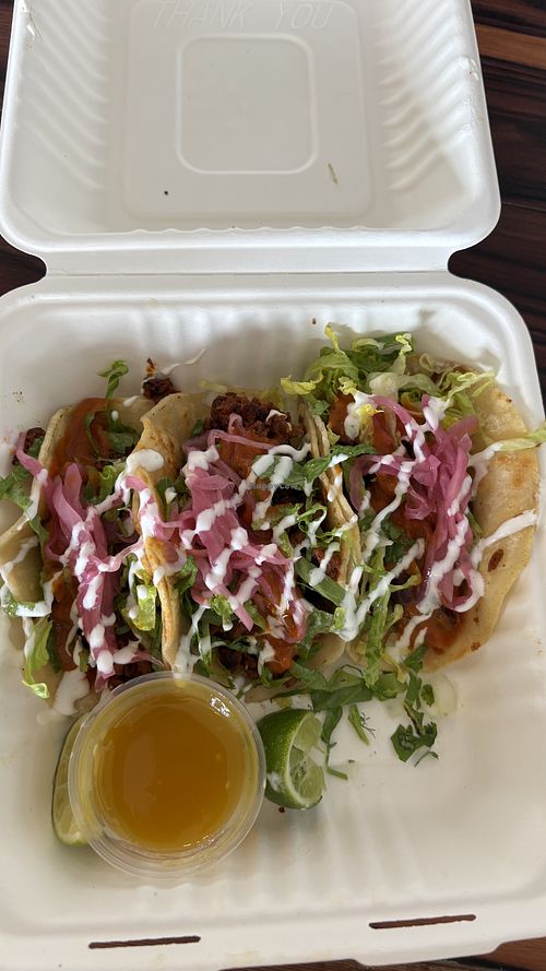 Specify dairy free when you order - your tacos will be vegan   at Shaka Tacoz in Captain Cook