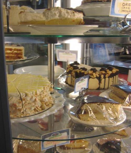 Spinning display of all vegan desserts! at Veggie Galaxy in Cambridge