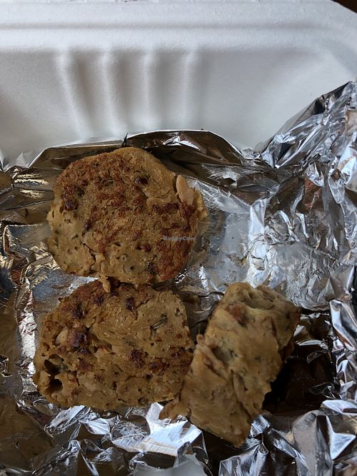 Side of vegan sausage at Veggie Galaxy in Cambridge