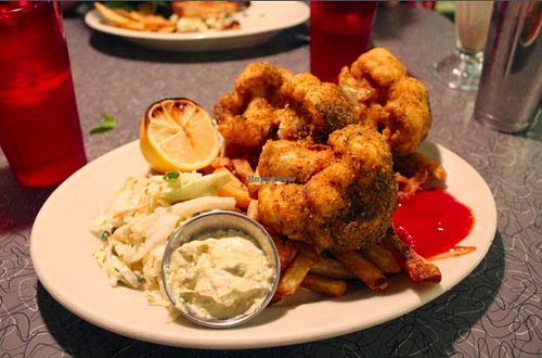 Caul of the Sea! Cauliflower fried like fish and chips! at Veggie Galaxy in Cambridge