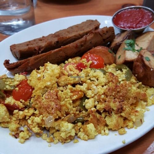Tofu Scramble w/ homemade vegan sausage at Mohawk Bend in Los Angeles