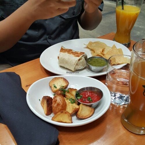 Breakfast burrito and potatoes at Mohawk Bend in Los Angeles