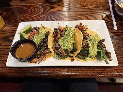 Vegetarian tacos (no cheese)  at Plaza Azteca in Blandon