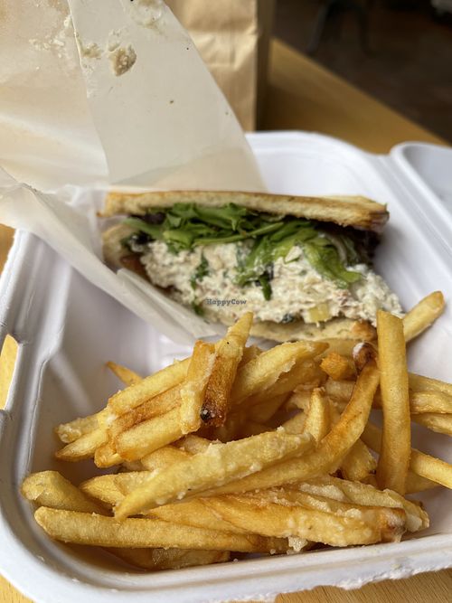 Cool Chick Sandwich with garlic fries (no parm)  at Native Foods - Wicker Park in Chicago