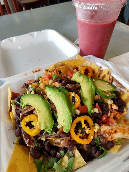 Vegan Chik'n nachos at Olga's Naturally in Los Angeles
