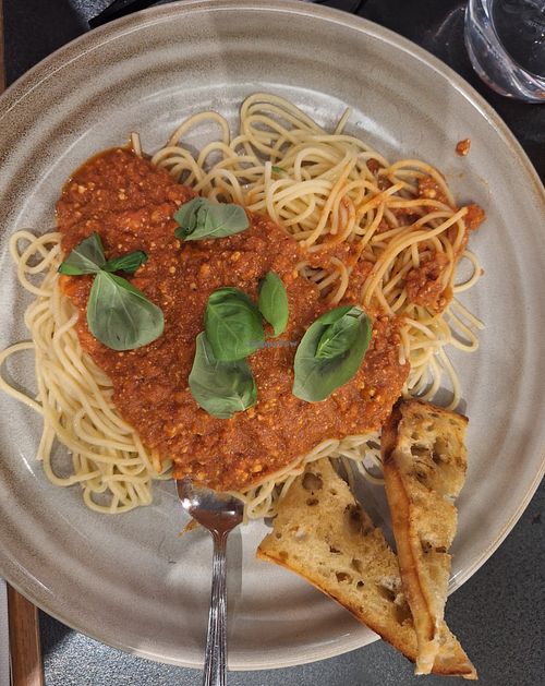 Vegan bolognaise at La Piazzetta - Saint Jean in Quebec