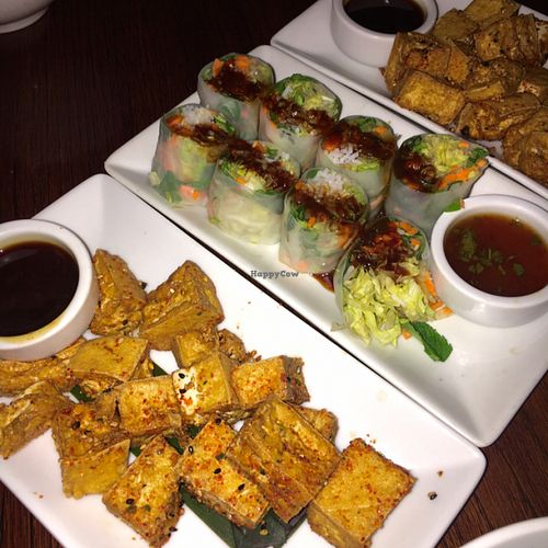 Seven Spice Tofu and Ricepaper rolls. at Chow in Wellington