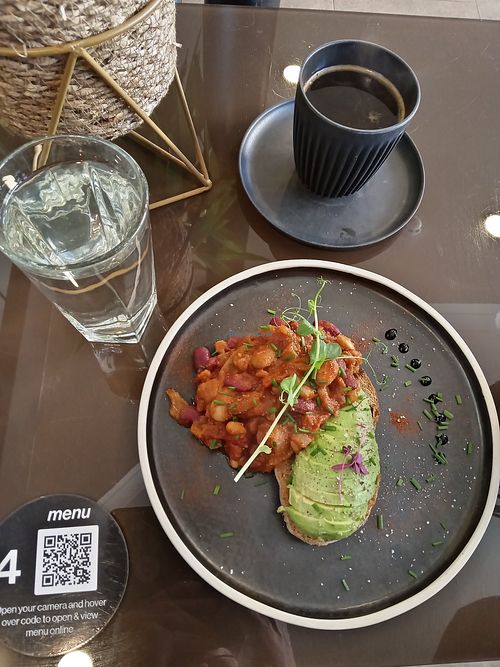 I had the Avacado on sourdough with mixed beans on the side. at Wesup Torquay Abbey Sands in Torquay