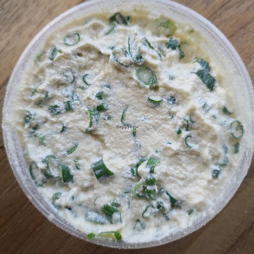 Vegan Scallion Cream Cheese (tofu based) at Starship Bagel in Lewisville