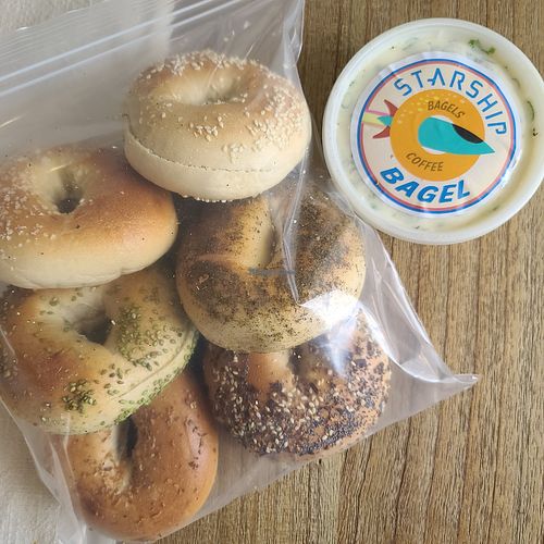 Get precut and put in freezer to enjoy anytime! at Starship Bagel in Lewisville