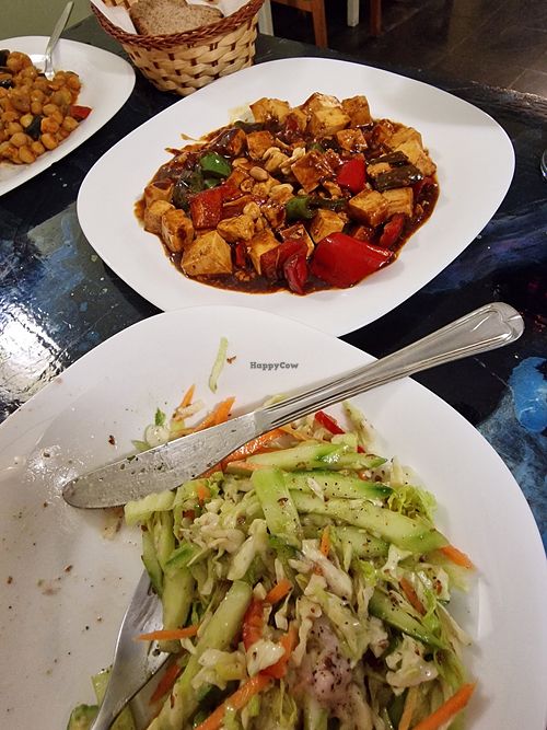 Colorful salad and kung bao at Dream House in Sofia