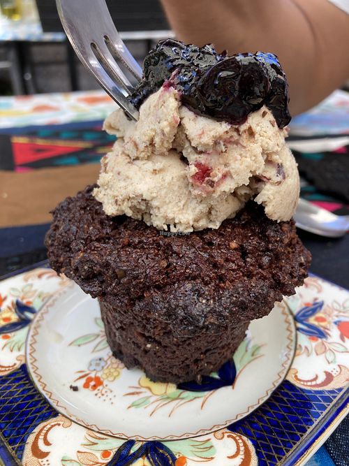Chocolate muffin  at Veggie Beer House in Valparaiso