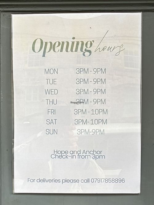 Hours  at Hope & Anchor in Alnmouth