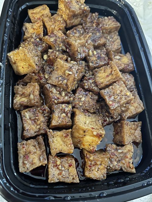 Garlic and Black Pepper Tofu, spice level 4 - delicious but not spicy   at Coconut Thai in Edina