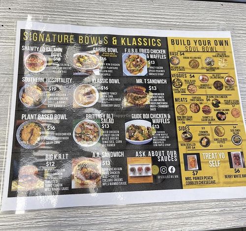 Menu  at Soul Bowl in Richfield
