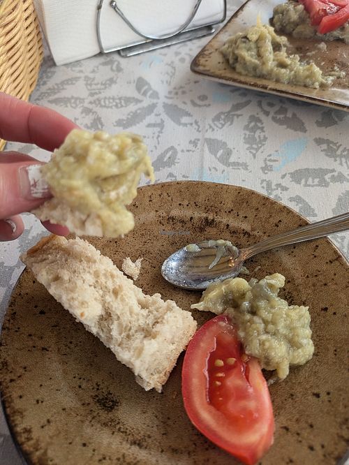 The aubergine starter dish -really good at Crama Sibiană in Sibiu