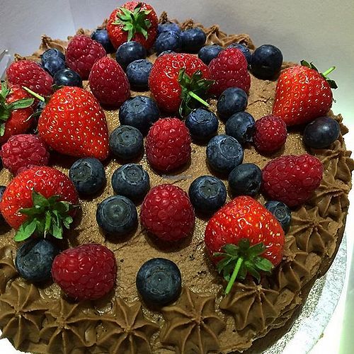 Beautiful 'bejewelled soft fruits cake' I was bought for my birthday last year. Photos don't do it justice. Non vegan family loved it and more importantly I loved it. at Deerly Beloved Bakery in Norwich