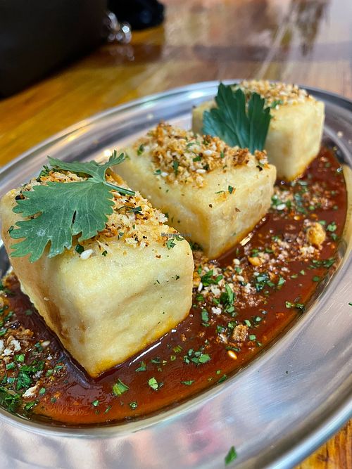 Fried silken tofu at Green Revolution in Lisbon