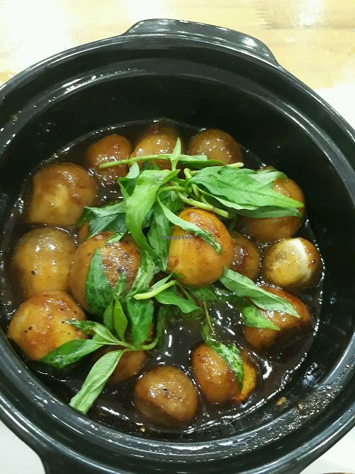 Mushroom Soup at Vegetarian in the Golden Age in Vientiane