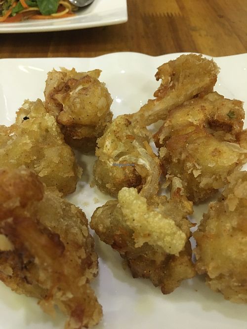 Deep fried Broccoli & Cauliflower  at Vegetarian in the Golden Age in Vientiane