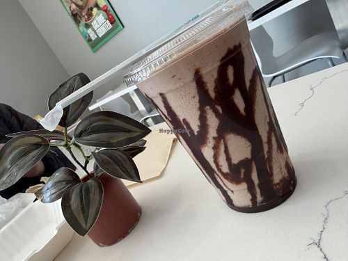 Tahini chocolate date shake  at Hummus Republic in Livermore