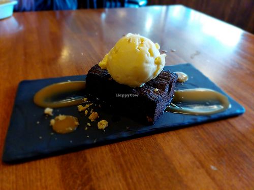 Vegan chocolate brownie. at Elements in Whistler
