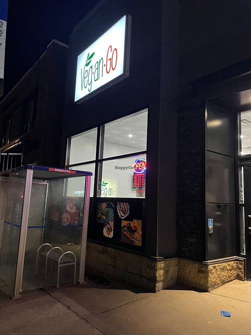 Right outside a bus stop on Jasper Ave- very accessible to everyone. Parking is in the back!  at Vegango in Edmonton