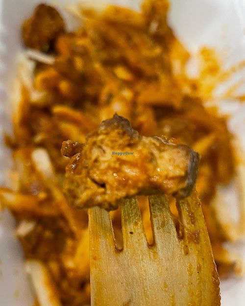 Inside the butter chicken   at Vegango in Edmonton